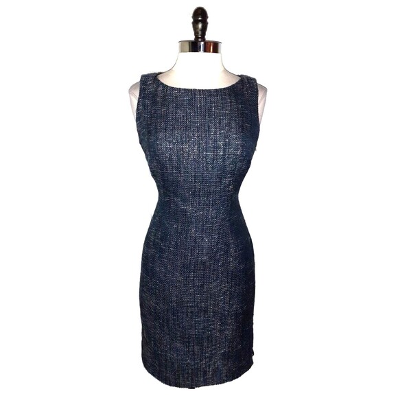CALVIN KLEIN Size 10 Sheath Dress Blue Grey Sparkles Side Zippers Sleeveless - Picture 1 of 6